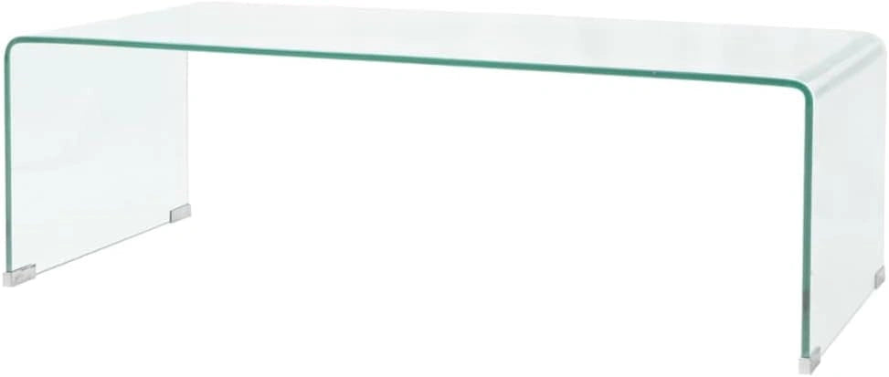Solivagant Table Basse 98x45x30 cm Verre trempé Transparent, (21.5 KG), 1 cm