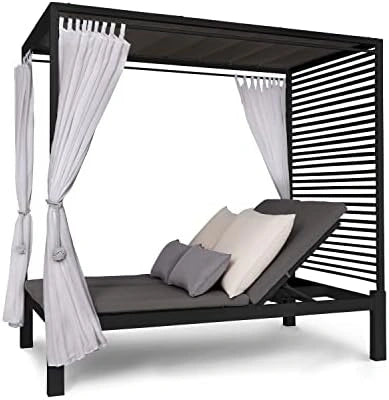 blumfeldt Bain de Soleil Double, Transat Jardin Exterieur 2 Personnes, Bain de Soileil Jardin en Polyester, Chaise Longue, Dossier Réglable