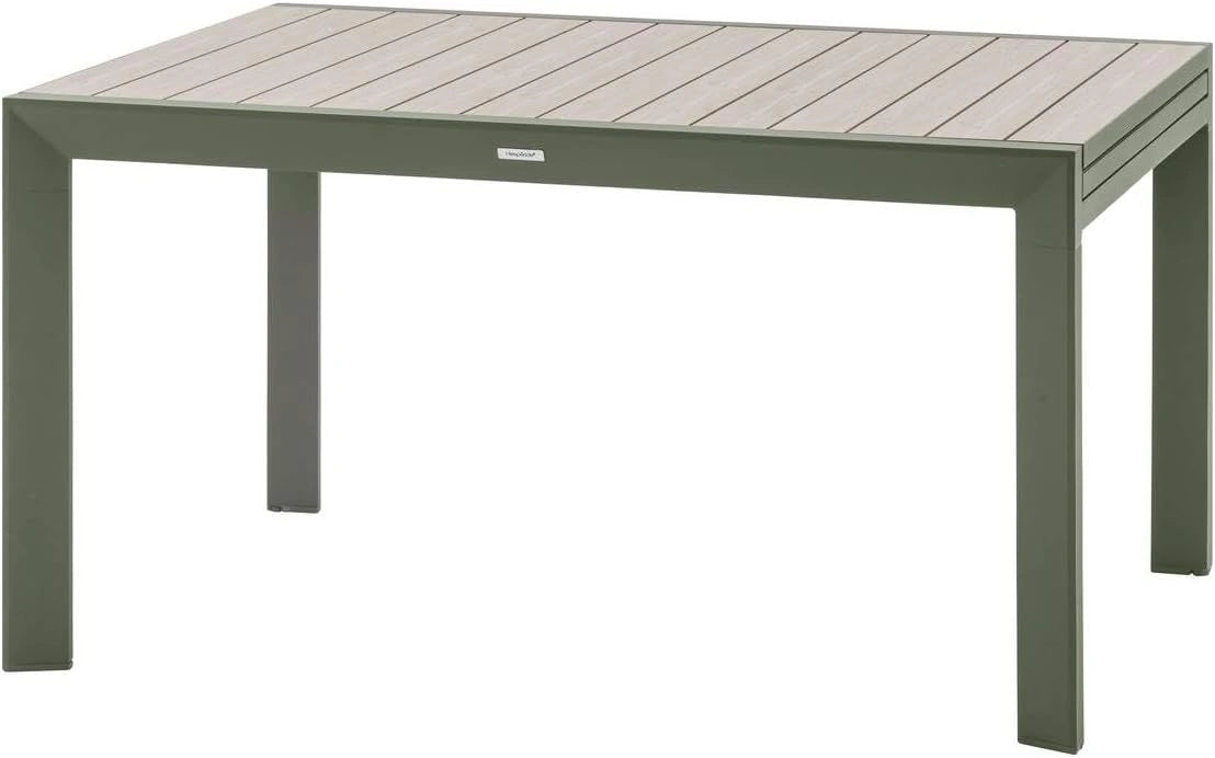 Hespéride - Table de Jardin Extensible Evasion Beige - 10 Places - Aluminium Antirouille Aluminium Effet Bois - Rallonge Coulissante