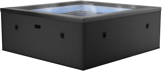 N NETSPA - Spa - Celestia - Semi-Rigide Carré 6 Places, Volume 1100 l - Ø180xH70 cm - noir charbon, Construction Portable en Mousse