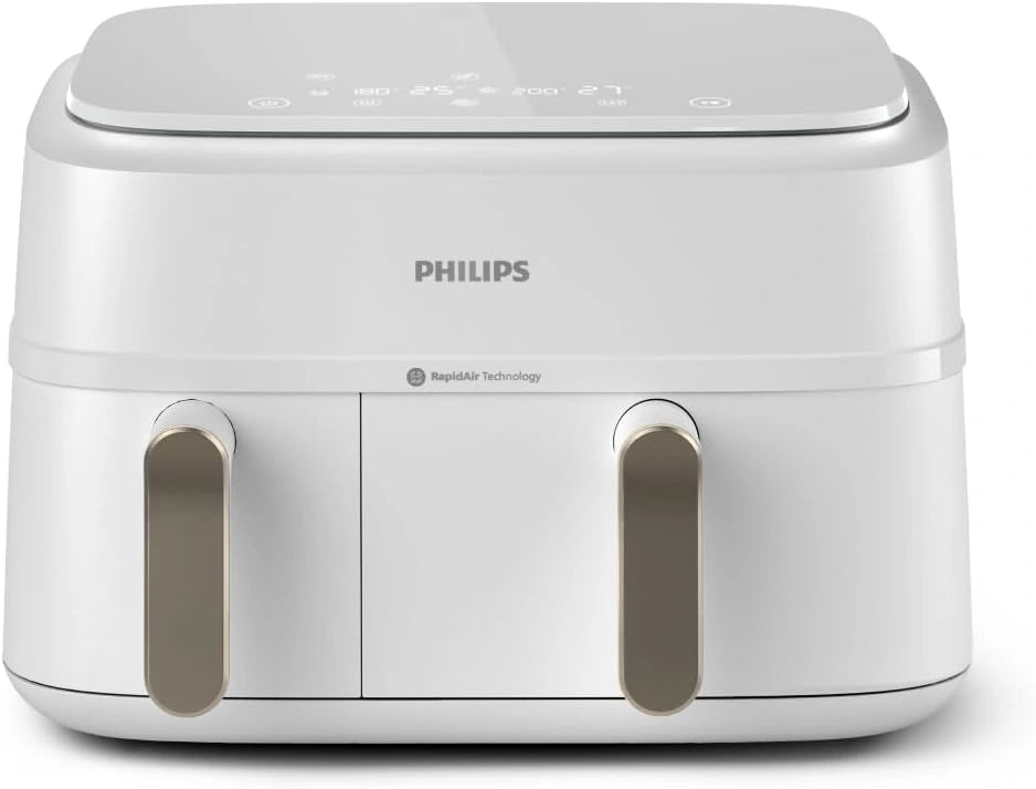Philips Airfryer Série 3000 - Air Fryer Double Panier, coloris Blanc (NA353/10), 9 L, jusqu'à 90% de matières grasses en moins, Technologie RapidAir