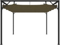 Tonnelle 3 x 3 m avec toit rétractable couleur taupe, toit en polyester 180 g/m², Cadre en acier revêtu par pulvérisation, résistant à l'eau