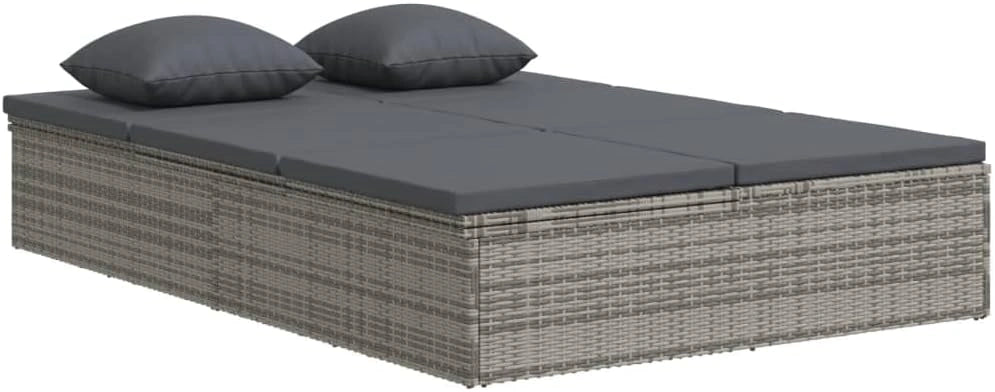 vidaXL Transat Convertible avec Coussin Résine tressée Gris foncé, piscine