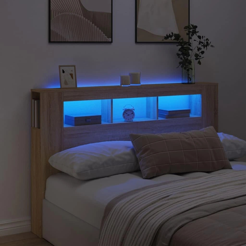 vidaXL Tête de lit à LED chêne Sonoma 160x18,5x103,5 cm Bois ingénierie