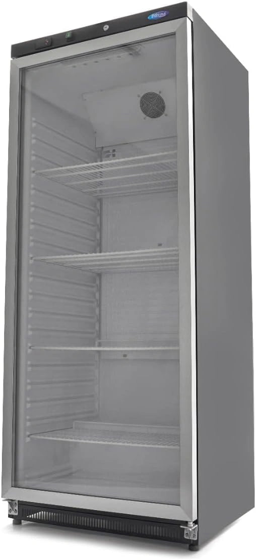 Maxima Réfrigérateur 600 L Noir avec Porte Vitrée - 4 Grilles Réglables - Refroidissement Restaurant - Professionnel