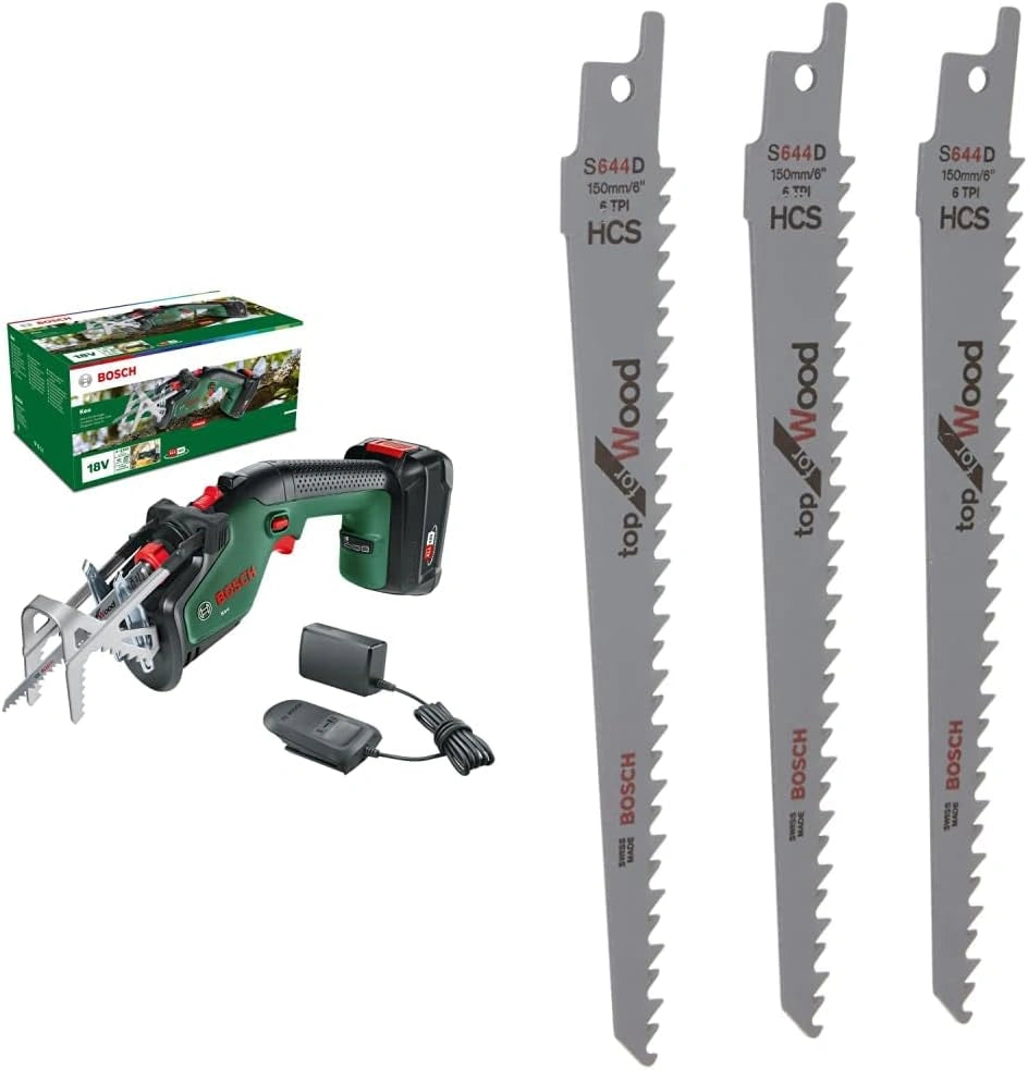 Bosch Home and Garden Elagueur sans fil - Keo (1 batterie 2,0 Ah, système 18 V, diamètre de coupe 80 mm, dans emballage) et Bosch Home and Garden