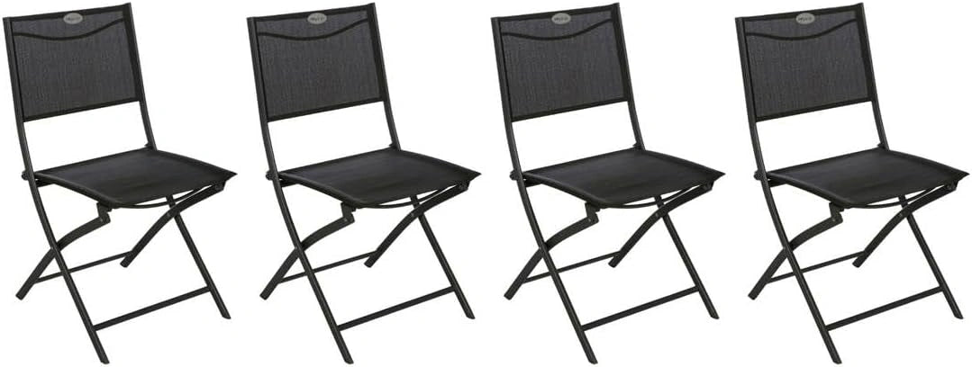 HESPERIDE - Lot de 4 Chaises de Jardin Pliantes Modula Anthracite - Acier Traité Epoxy Texaline - Dim 46 x 52 x 87 cm - Meuble d'Extérieur