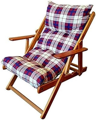 Fauteuil chaise longue avec coussin intégré, réglable en 3 positions, hauteur de 100 cm, en bois, pour l'intérieur ou l'extérieur, pliable, bordeaux