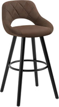 WOLTU Tabouret Bar, BH291dbr-1, Chaise Haute Bar, Tabouret Haut avec Dossier et Repose-Pieds, Cadre en Bois, Siège en Tissu Scientifique, Marron Foncé