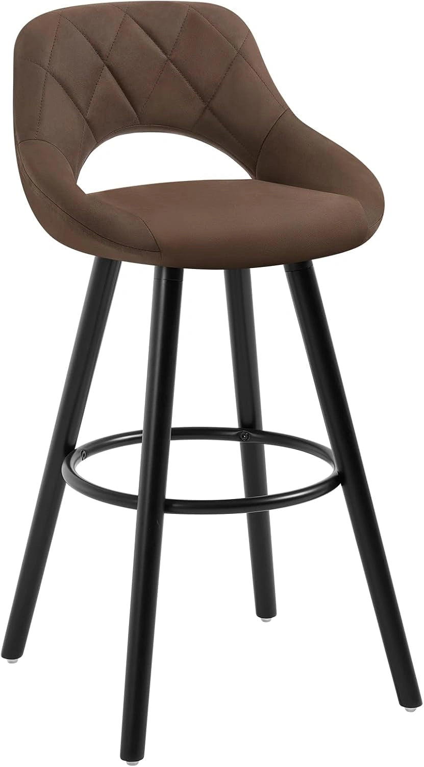 WOLTU Tabouret Bar, BH291dbr-1, Chaise Haute Bar, Tabouret Haut avec Dossier et Repose-Pieds, Cadre en Bois, Siège en Tissu Scientifique, Marron Foncé