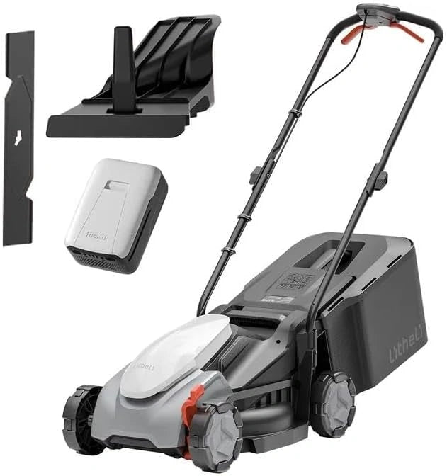 Litheli Tondeuse à Gazon sans Fil 20 V, 33 cm, Batterie 5,0 Ah, Hauteur de Coupe Réglable 25–65 mm, Bac 35 L, pour Pelouses Jusqu'à 300 m²