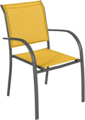 Hespéride - Fauteuil de Jardin Empilable Piazza Jaune Moutarde et Graphite - 56 X 65 X 88 cm - Aluminium Anti-Rouille - Mobilier d'Extérieur