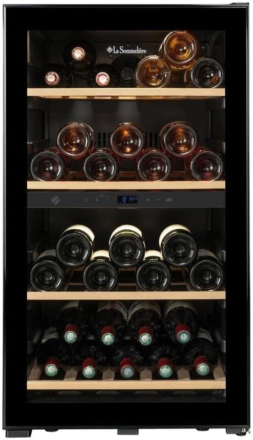 LA SOMMELIERE Cave à vin de mise à température connectée double zone SMART52DZ, 52 bouteilles