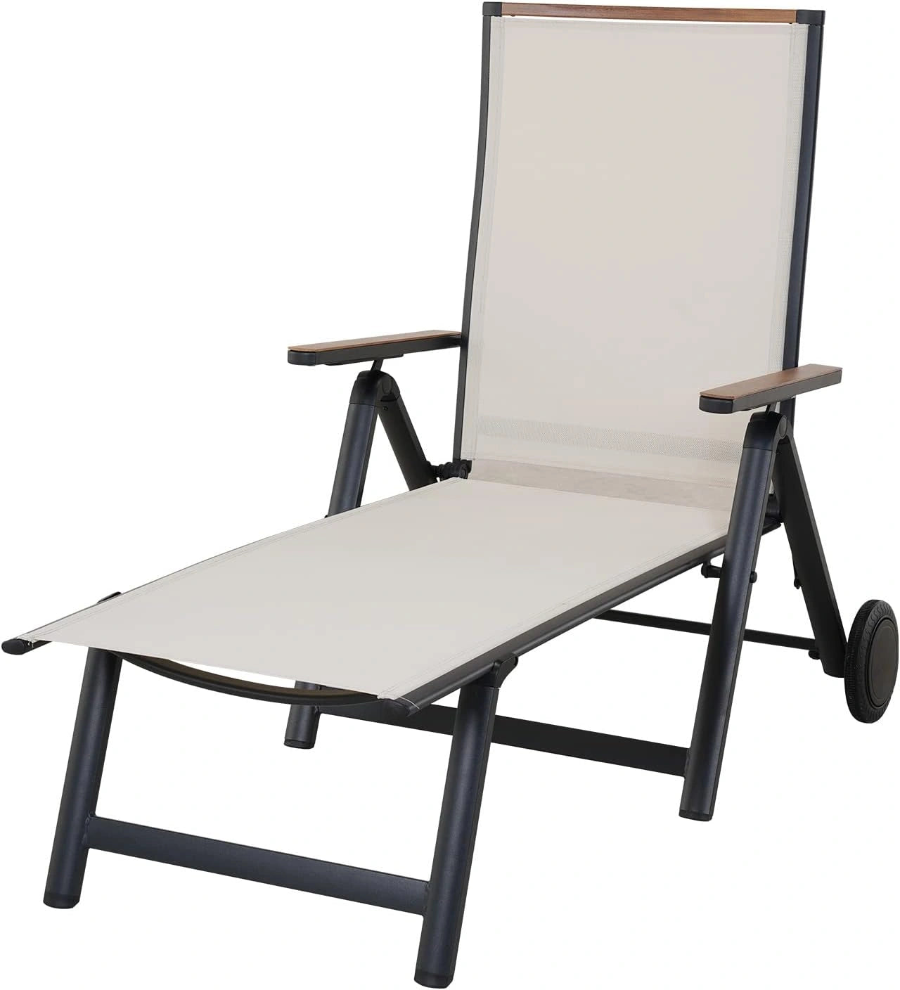 Grand patio Chaise Longue de Jardin - Réglable sur 11 Positions, Accoudoirs Larges, Structure en Aluminium - Transat pour Terrasse