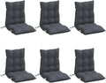 vidaXL Lot de 6 Coussins de Chaise à Dossier Bas, Galette de Siège Imperméable, Coussin d'Extérieur Anti-Glissement Jardin Terrasse, Anthracite