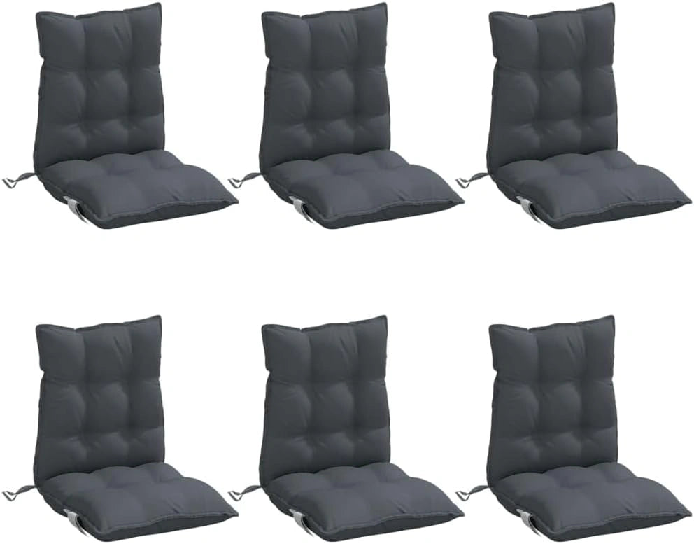 vidaXL Lot de 6 Coussins de Chaise à Dossier Bas, Galette de Siège Imperméable, Coussin d'Extérieur Anti-Glissement Jardin Terrasse, Anthracite
