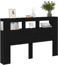 vidaXL Tête de lit LED avec étagère Chêne Noir 160 x 18,5 x 103,5 cm, Mobilier de Chambre Moderne stylé, avec Rangement, tête de lit USB