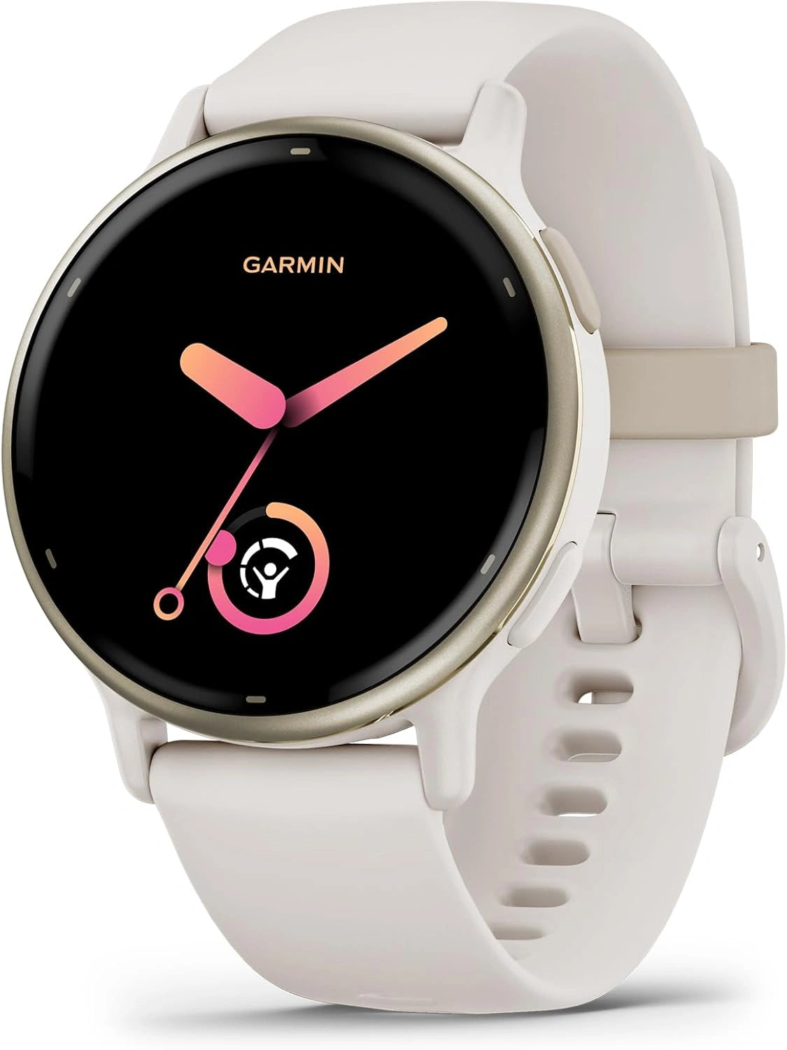 Garmin vívoactive 5, 42 mm, autonomie jusqu'à 11 jours, Montre connectée GPS Sport et santé, Gold/Ivoire, Écran AMOLED mumineux, musique intégrée