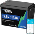 Batterie au lithium LiFePO4 12 V 314 Ah (300 Ah), BMS intelligent 200 A avec surveillance de l'application et plus de 15 000 cycles