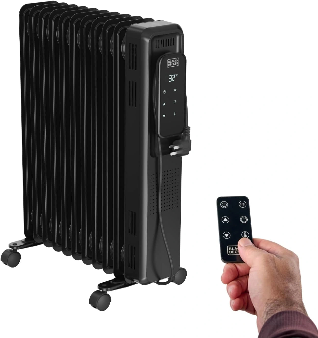 Black+Decker, Noir, Barbecue à gaz BXOG7200F, 2 brûleurs 3,6 kW, Grille en fonte, Nettoyage facile, Thermomètre inox, Zone de cuisson flexible