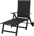 Grand patio Chaise Longue de Jardin - Réglable sur 8 Positions, Accoudoirs Larges, Structure en Aluminium - Transat pour Terrasse