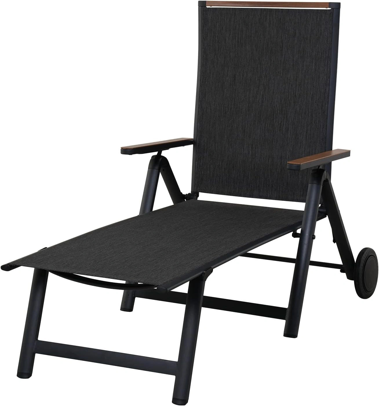 Grand patio Chaise Longue de Jardin - Réglable sur 8 Positions, Accoudoirs Larges, Structure en Aluminium - Transat pour Terrasse
