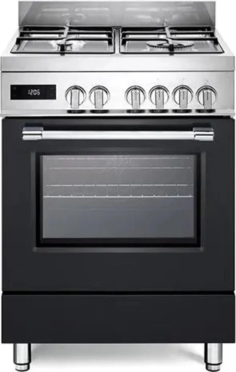 PRO66MALPZ Cuisinière à gaz avec four électrique 60 x 60 cm Inox et noir Classe énergétique A