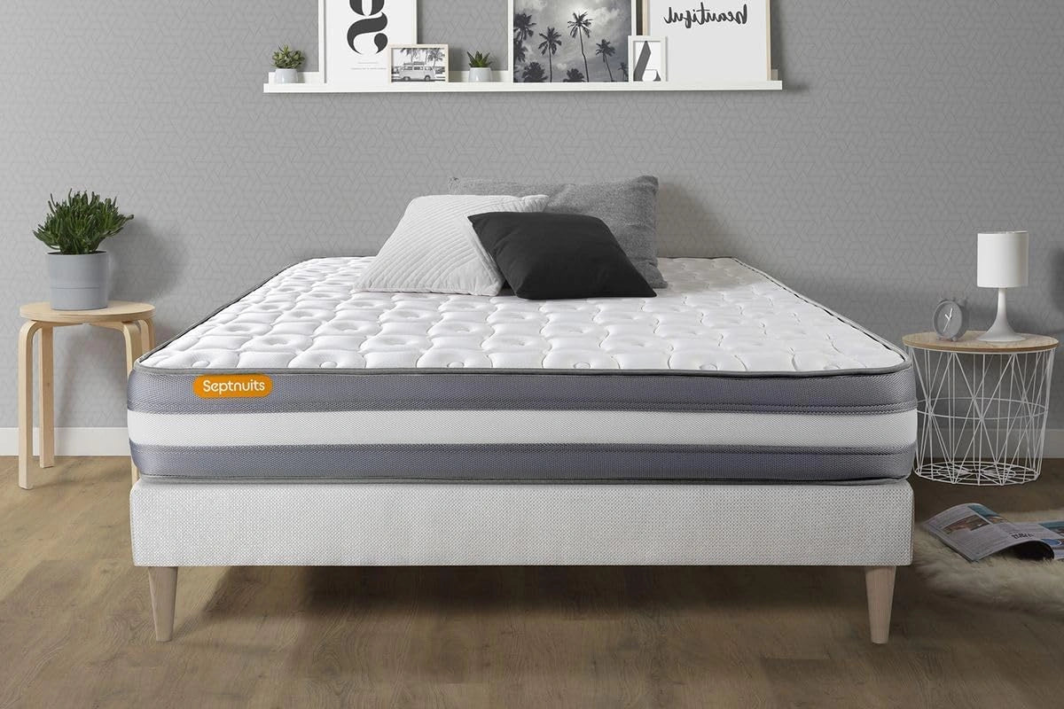Matelas + sommier kit Blanc 180x200 Memo Plus Mémoire de Forme, Epaisseur: 24 cm, Confort: Ferme