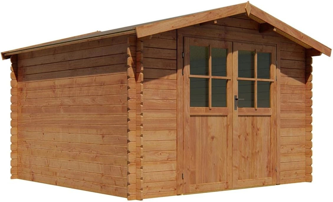 Vente-unique - Abri de Jardin en Bois traité par Autoclave 9,91 m² épaisseur 28 mm - HORTUSA