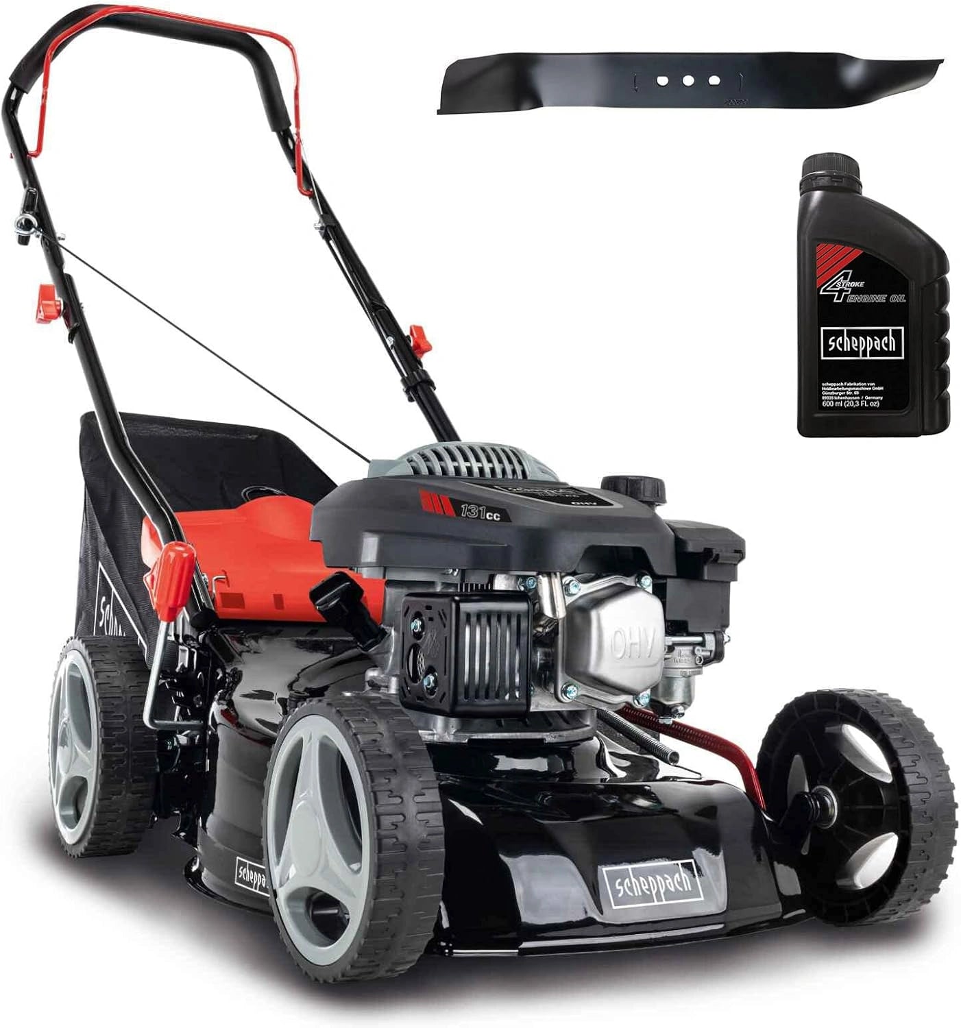 Scheppach Tondeuse à Gazon Thermique MP132-42 Lame + Huile INCL, Largeur de coupe 42 cm