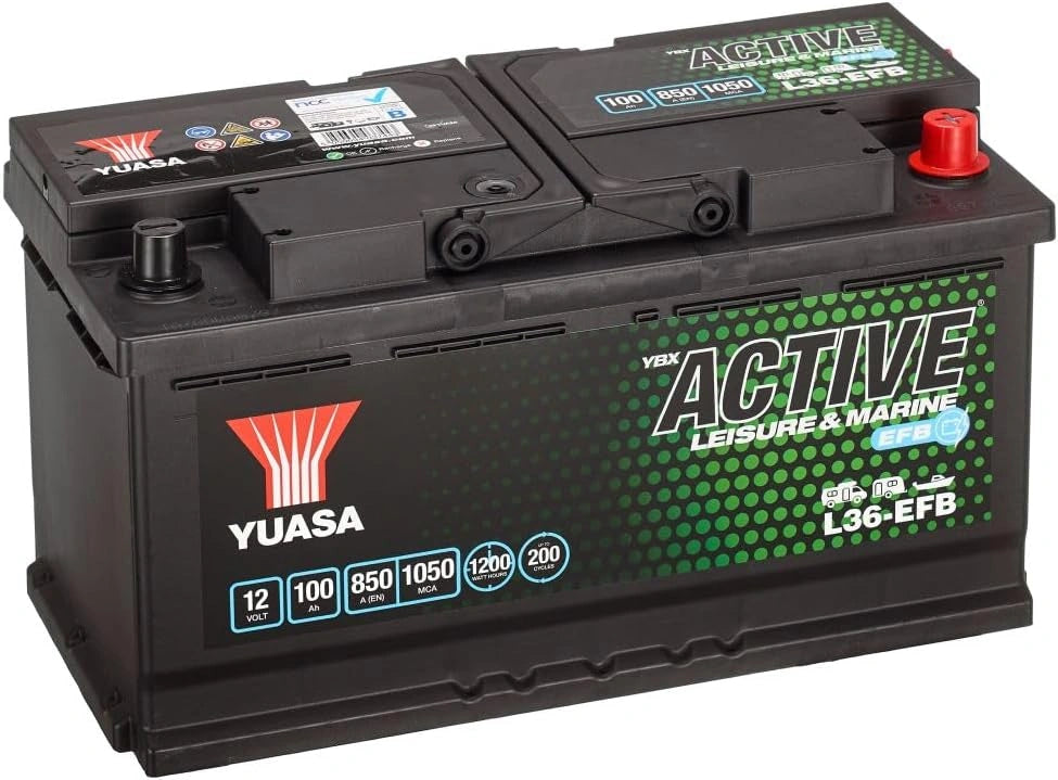 Yuasa L36-EFB Batterie de loisirs haute performance 12 V 100 Ah 850 CCA EFB