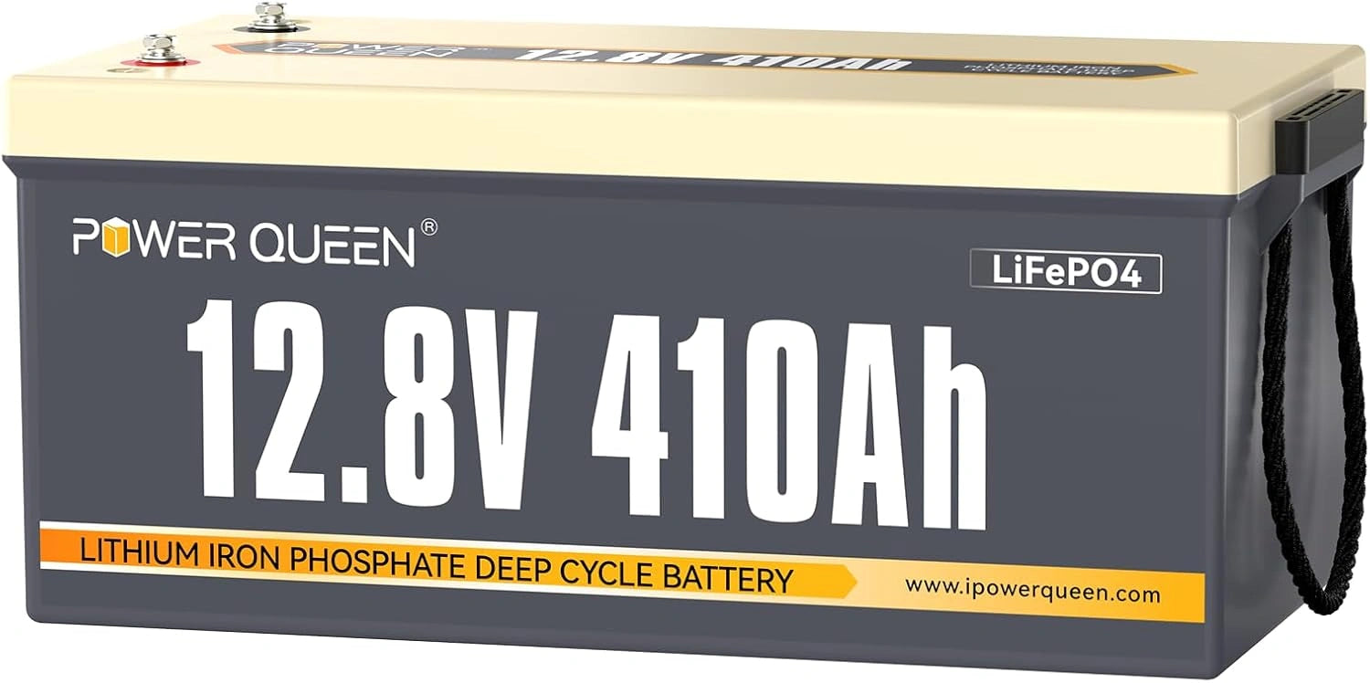 Power Queen 12 V 410 Ah LiFePO4 Batterie, Batterie Lithium énergie 5248Wh intégrée dans Un BMS 250 A, 4000-15000 Cycles et 10-Year Lifetime, Bateau