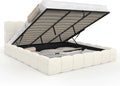 IDMarket - Lit Coffre Double Nuage 180 x 200 cm Bouclette Blanc, Avec tête de lit matelassée et sommier