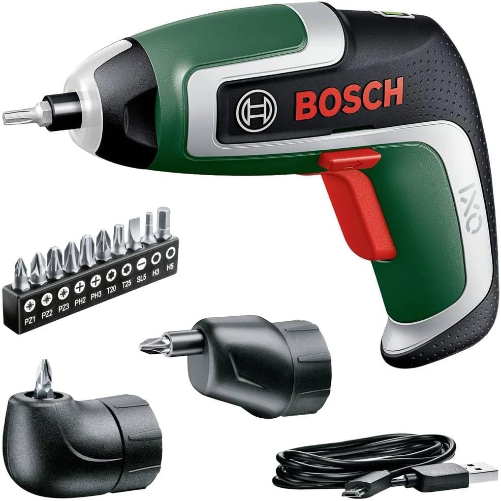 Bosch Visseuse compacte sans fil IXO (7e génération, 3,6 V, 2,0 Ah, 5,5 Nm, lot incl. des adaptateurs de renvoi d'angle et déporté
