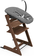 Chaise Tripp Trapp Stokke (Chêne brun chaud) avec Newborn Set (Anthracite) - Utilisez dès la naissance et jusqu'à 9 kg - Confortable