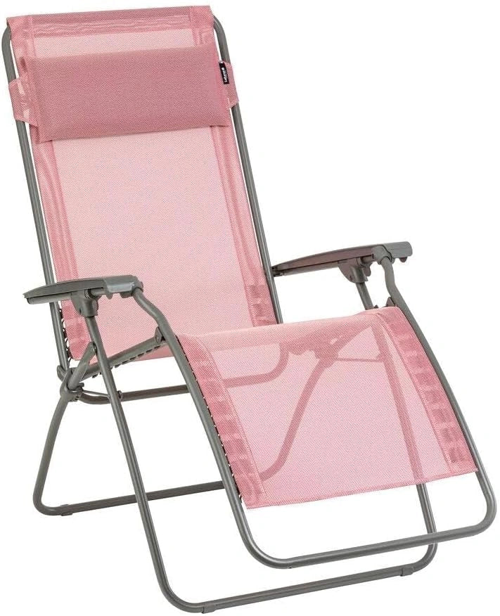 LAFUMA MOBILIER - Fauteuil Relax Transat Jardin - Chaise Longue Zéro Gravité - Rclip - Batyline Iso - Rose Cerisier - Fabriqué en FRANCE