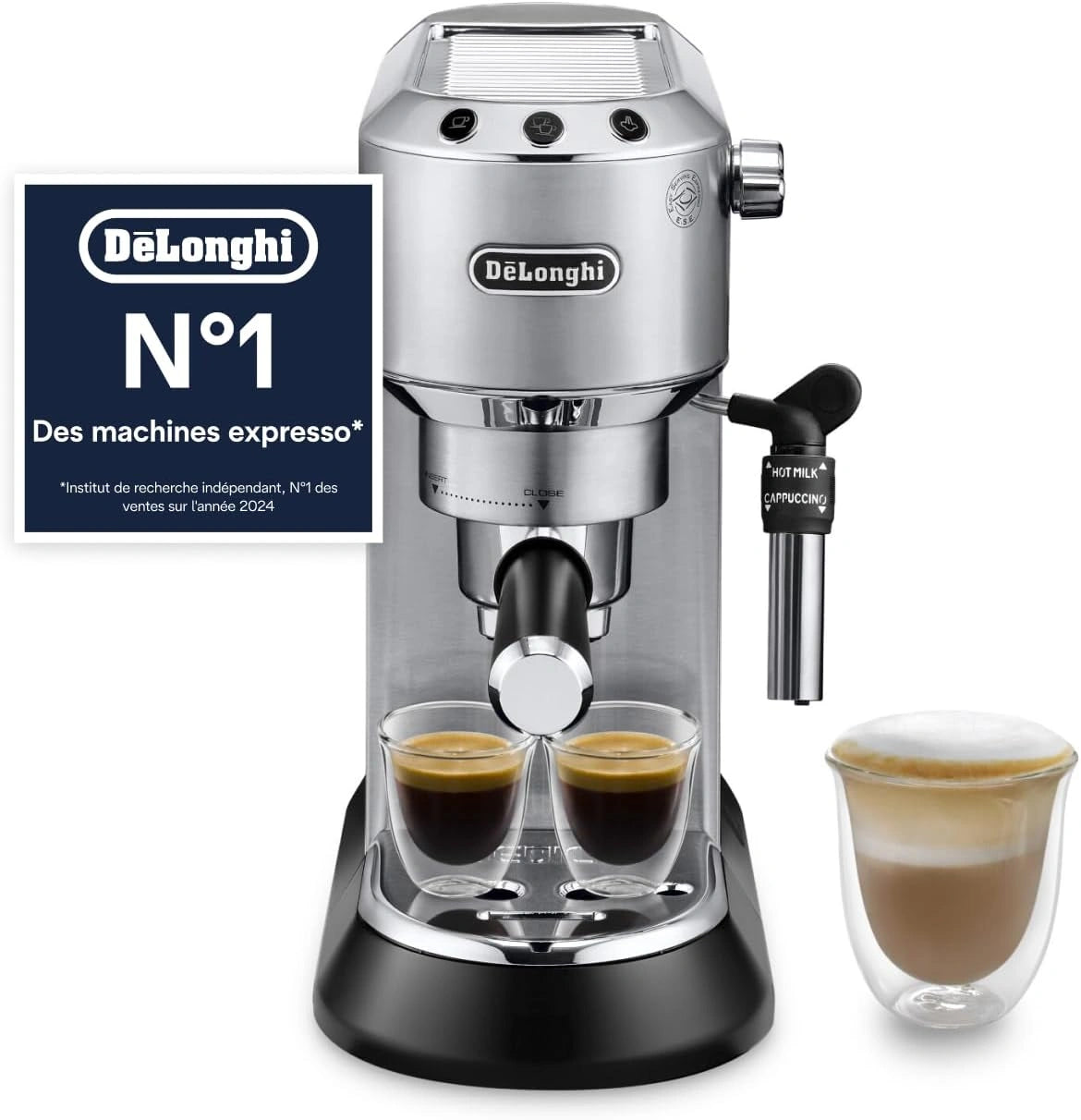 De'Longhi Dedica Style - Machine à Espresso Manuelle Mousseur à Lait Manuel, Largeur 15 cm, EC685.M, Machine à Café Compacte, Expresso et Cappuccino