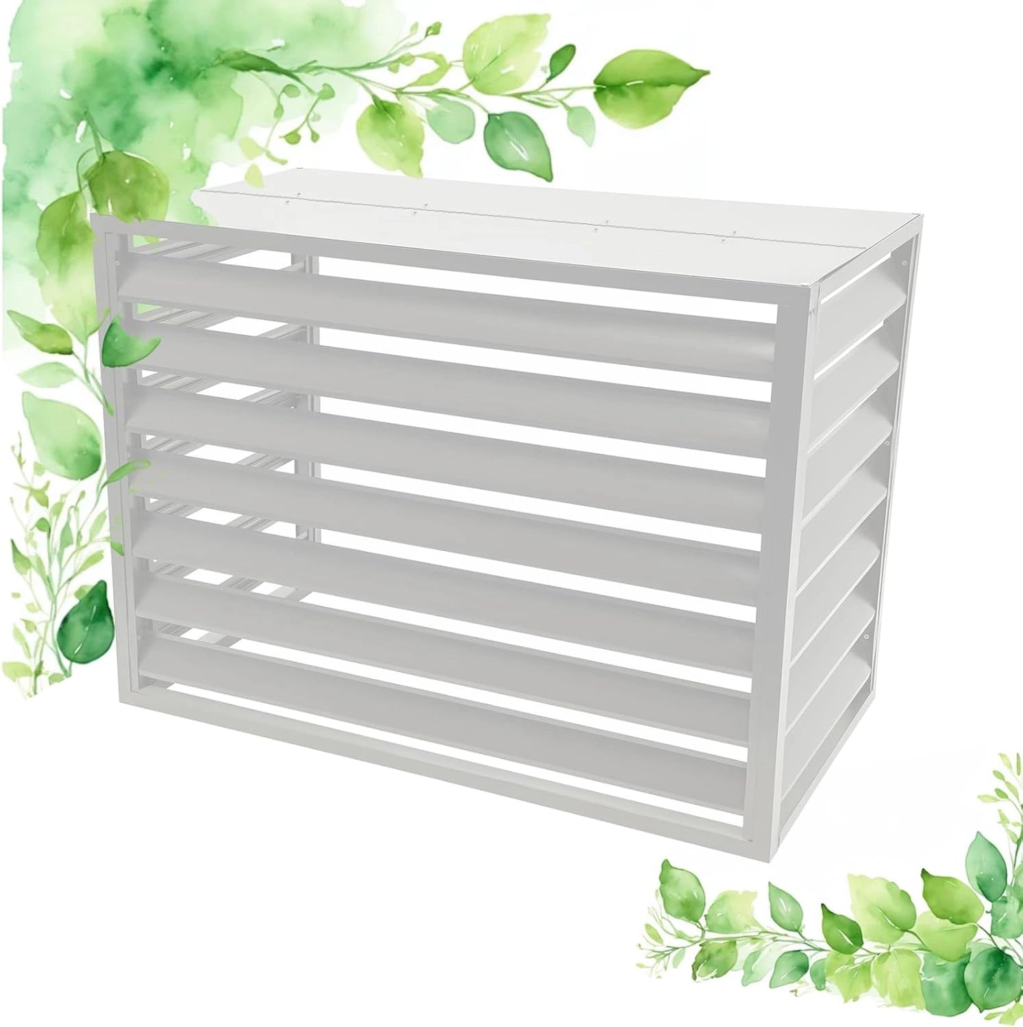 Couvercle de pompe à chaleur à air - Couvercle en aluminium pour climatiseur - Clôture de climatisation - Clôture d'intimité - Blanc - Dessus