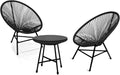 IDMarket - Salon de Jardin Izmir Table et 2 fauteuils Oeuf Cordage Noir, 80 cm, 46,5 cm