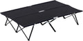 Outsunny Lit camping double, Noir, lit soleil avec sac transport, Lit de patio extérieur, super léger, pliable