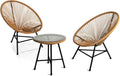 IDMarket - Salon de Jardin Izmir Table et 2 fauteuils Oeuf Cordage Effet rotin, 80 cm, 46,5 cm