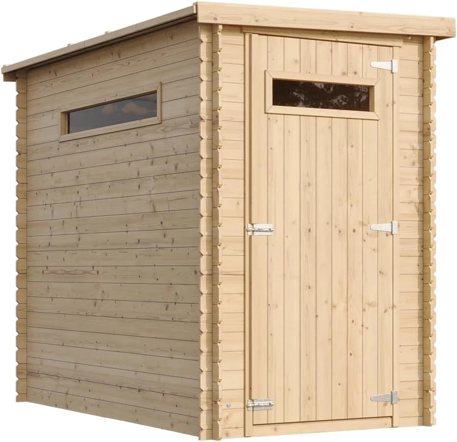 Abri de Jardin en Bois, avec Sol TRAITÉ- Stockage extérieur l239xL144xH198 cm/2.63 m2 - Petit abri à Outils, fenêtres TIMBELA M306 A+M306G