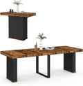 IDMarket - Table Console Extensible Eden 10 Personnes 235 cm, Coloris bois effet vieilli et noir