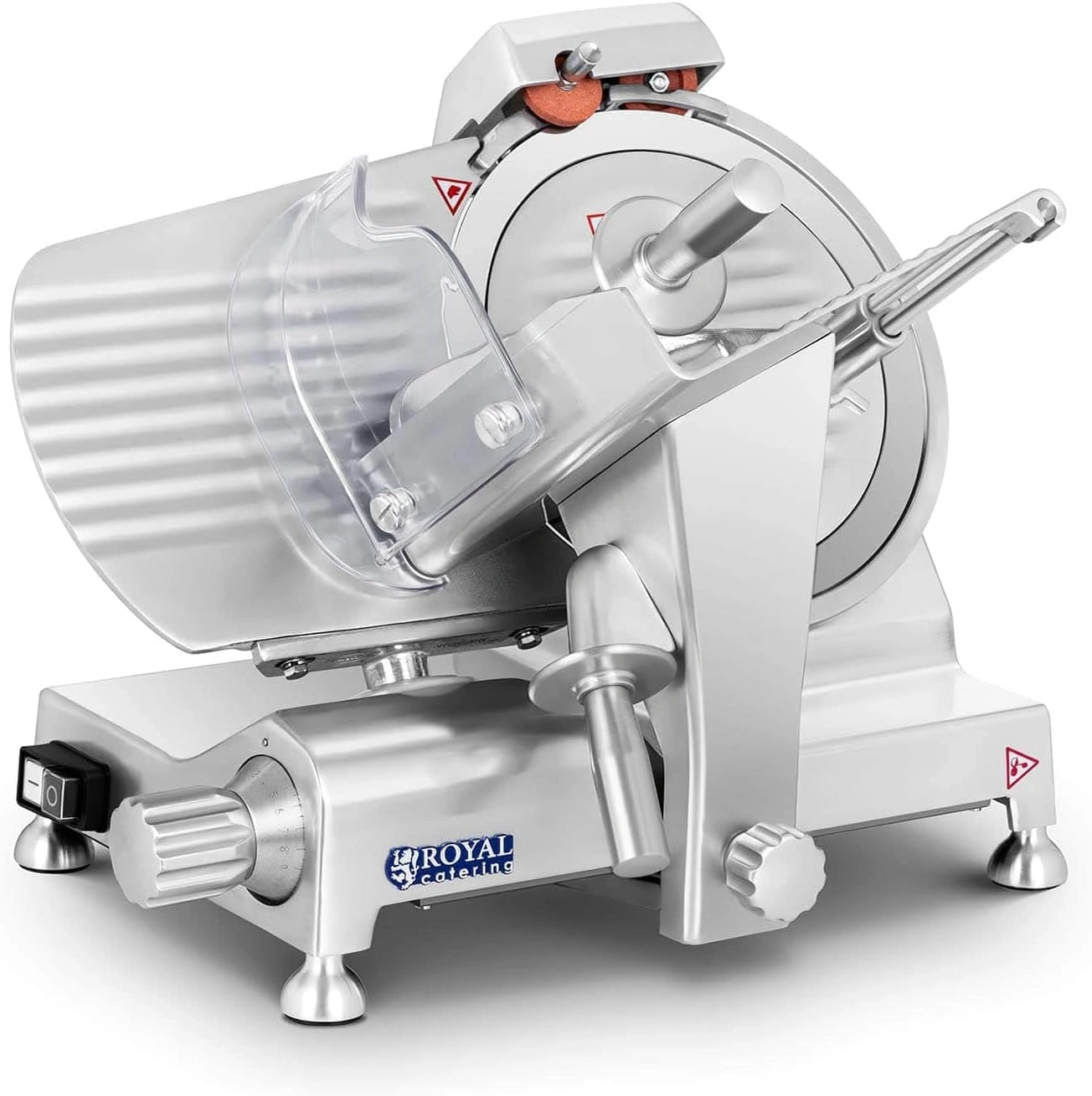 Royal Catering Trancheuse à Jambon RCAM-250EXPERT (40x48x37 cm, 180 W, épaisseur de coupe 0-12 mm, diamètre des lames Ø 250 mm, affûteur)