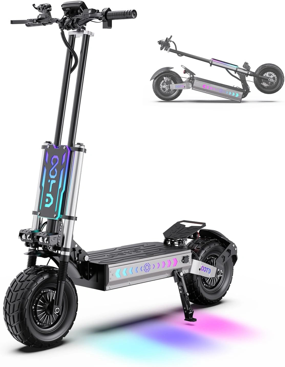 OOTD T90 Trottinette Électrique Tout Terrain Adulte avec Doubles Moteur (6000 W Peak), Double Freins à Disque Hydrauliques Puissants