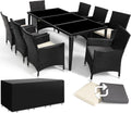 tectake Salon de Jardin extérieur en Aluminium - 8 fauteuils en rotin, Housse Lavable, Protection - mobilier Facile d'entretien, Table