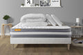 Pack Matelas + sommier kit Blanc 180x200 Memo Plus Mémoire de Forme + 2 oreillers + Couette, Epaisseur: 24 cm, Confort: Ferme