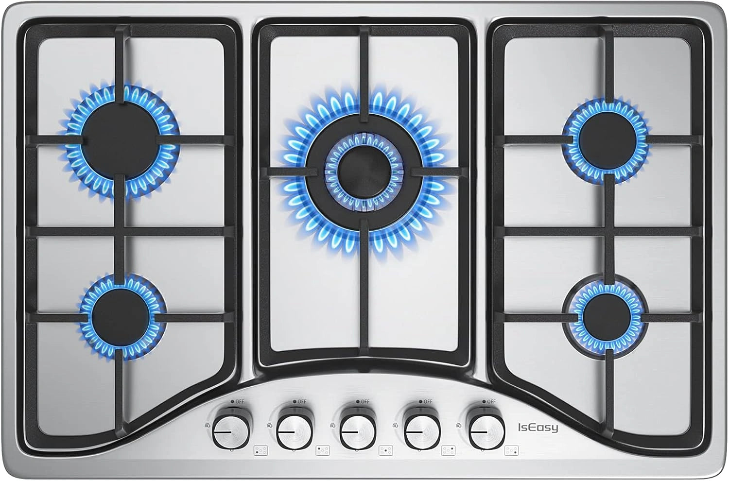 Plaque de Cuisson à Gaz 5 Feux Inox