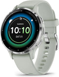 Garmin Venu 3S - Montre connectée GPS Sport et santé - argenté avec Bracelet Vert Sauge (Reconditionné)