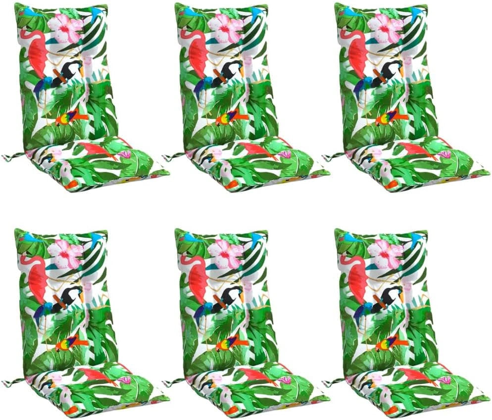 vidaXL Lot de 6 Coussins de Chaise à Dossier Haut, Galette de Siège Imperméable, Coussin d'Extérieur Anti-Glissement Jardin Terrasse, Multicolore